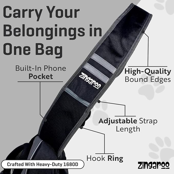 Hands-Free Sling Pet Carrier for Cats and Small Dogs up to 7lbs – Travel Set Includes Foldable Water Bowl & ID Card – Breathable Mesh, Safety Hook & Adjustable Padded Strap for Walking & Travel