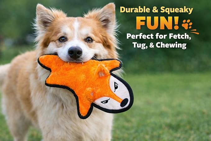 Jalousie 5 Pack Ultra Tough No Stuffing Squeaky Dog Toys for Large Dogs No Mess Interactive Durable Plush Chew Toy Indestructible Dog 6 Layers (5 Pack Ultra Tough Canvas Oxford, Small to Medium)