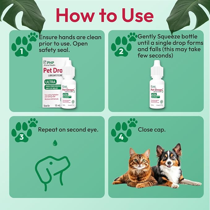 Pet Drops Ultra Lubricant Eye Drops for Dogs and Cats, Moisture Rich Formula, Fast Acting Hydration, Dogs Eye Drop for Dry Eyes, Artificial Tears for Extra Dry Eye, Twin Pack, 15-mL Each (30 ml) U.S.A
