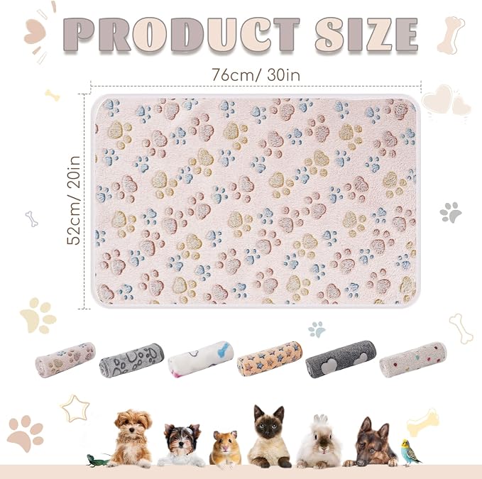 6 Pack Guinea Pig Cage Liner, Washable Guinea Pig Fleece Blankets Beding Accessories, Flannel Throw Warm Sleep Mat, Pet Pee Pads for Small Animal Hamster Rabbit Puppy Cat (Dark Color, 30x20 Inch)