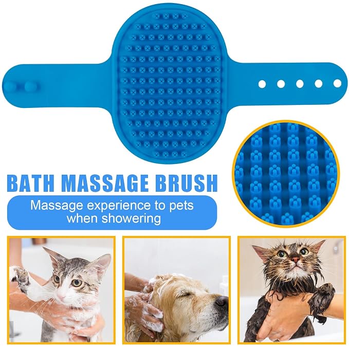 Dog Brush & Grooming Kit – 9-Piece Pet Brush & Deshedding Set for Shedding, Bathing, Trimming & Nail Care | Grooming Tools for Dogs & Cats, Includes Comb, Nail Clipper, Scissors, Slicker Brush (Blue)