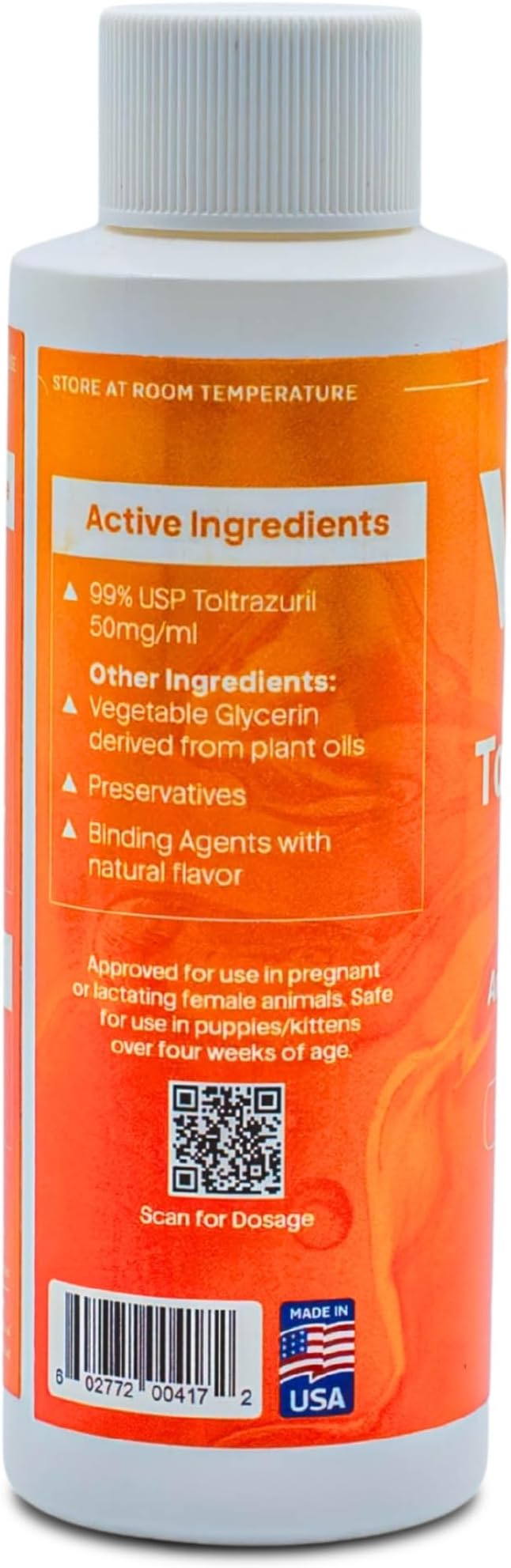 Toltrazuril 5.0% for Horses, Dogs, Cats, 120mL/4 Ounce, for Non-Food Chain Animals, Alfalfa