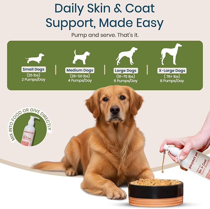 Skin & Coat Health Booster - Wild Alaskan Salmon Oil for Dogs, Liquid Omega 3 Fish Oil Supplement with EPA & DHA Fatty Acids for Coat, Itchy Dry Skin Relief, Shedding, Joints, 8 oz
