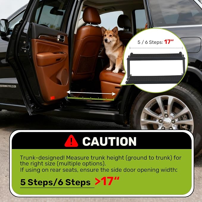 Foldable Dog Car Steps - Upgraded Non-Slip Pet Stairs for Large Dogs, Portable Metal Frame Dog Ramps for High SUV, Truck and Cars, Lightweight Pet Ladder with High Load-Bearing Capacity (6 Steps)