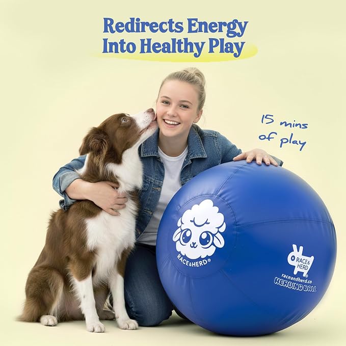 Race&Herd 18" Original XXL Herding Ball for Dogs - Herding Toys, Giant Dog Ball for Australian Shepherds, Border Collies - Durable Dog Outdoor Training Toy for Small Breeds (Ocean)