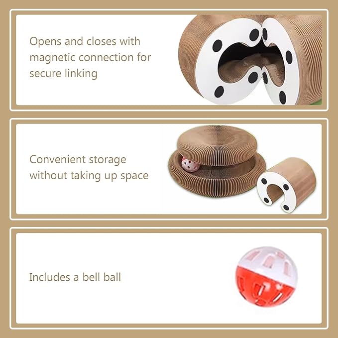 2 Pack Kitty Cat Toy, Cat Scratchers for Indoor Cats, Magic Organ Foldable Cardboard Cat Scratcher, Cat Toy Interactive Relieve Boredom and Exercise (Brown, XS)
