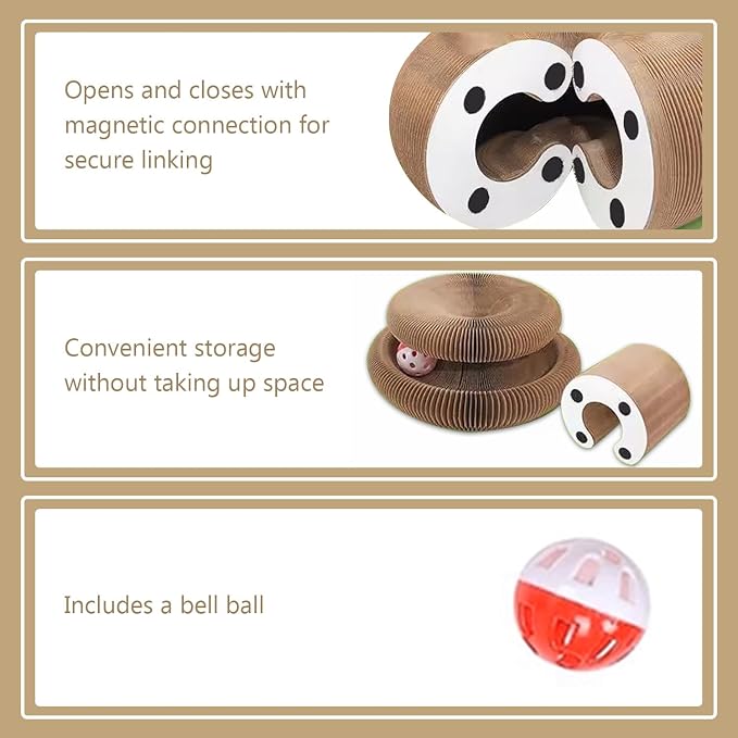 Cat Toy, Kitty Cat Scratchers for Indoor Cats Magic Organ Foldable Cardboard Cat Scratcher Kitty Toy Interactive Relieve Boredom and Exercise Brown