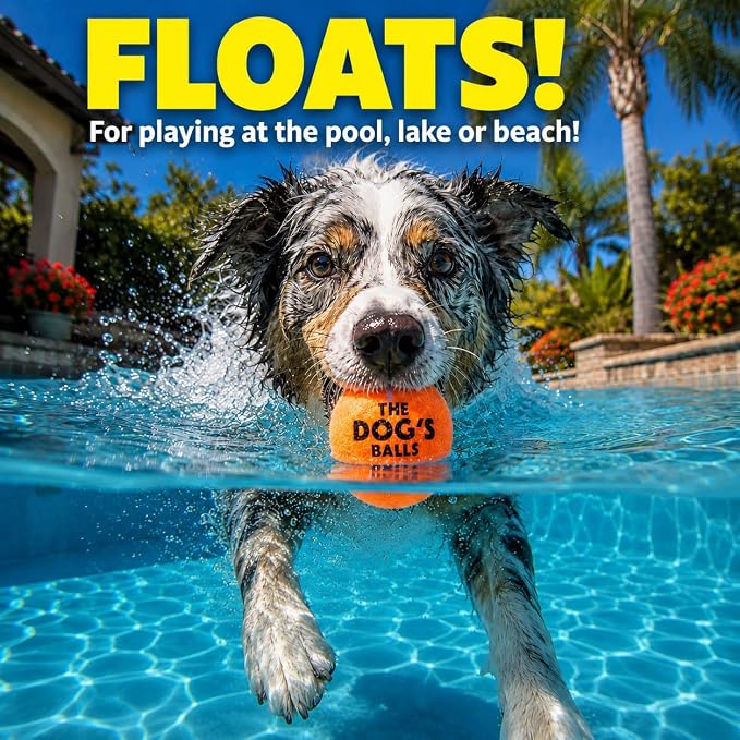 The Dog's Balls Dog Tennis Balls Tough 2.5" 12-Pack Orange Floats in Water | Our fetch balls combine non-abrasive felt exterior and a thicker rubber core Durable Dog Toy for Outdoor Play & Training