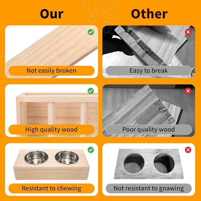 BESNEW 3 in 1 Rabbit Hay Feeder with Litter Box,Wooden Hay Feeder with 2 Bowls & Litter Box for Guinea Pig Chinchilla Bunny Other Small Animals,Large Capacity & Preventing Waste