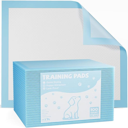 100 Count 22"x22" Dog Pee Pads, Training Puppy Pee Pads, Super Absorbency Disposable Underpads, Leak-Proof Quick-Dry Design, Disposable Pet Piddle and Potty Pads for Puppies, Dogs, Cats, Rabbits