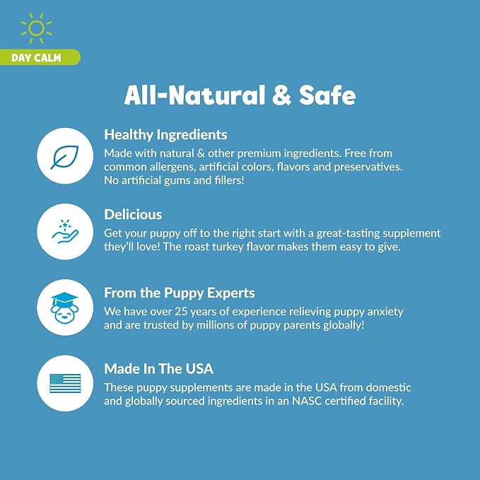 Snuggle Puppy Day Calm Puppy Bites with Colostrum, Chamomile & Ashwagandha - Calming Treats for Dogs to Support Restfulness & Sleep - 60 Soft Chew Dog Treats
