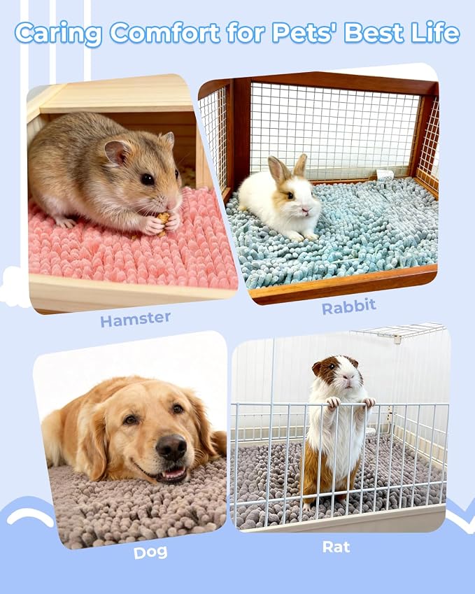 12PCS Guinea Pig Bath Mats Set, Washable, Reversible Guinea Pig Bedding Fleece Liner, 16x12 Inch Guinea Pig Mats for Cage Include Tooth Grinding Toy, Reusable Pet Pee Pads for Rabbit, Bunny, Hamster