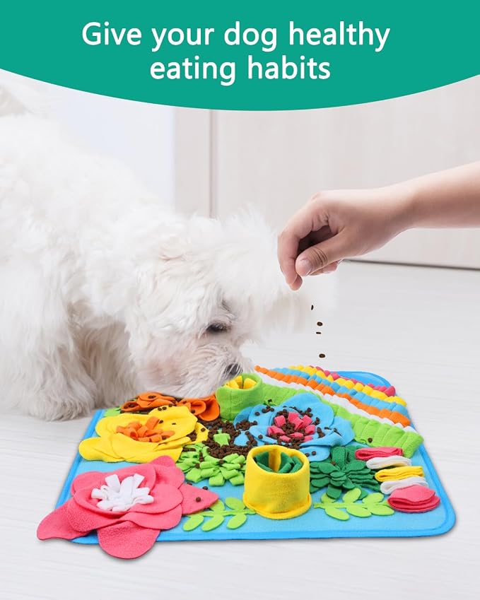 ORIA Snuffle Mat for Dogs, 15.4''x15.4'' Sniff Mat for Puppies, Interactive Puzzle Toy, Slow Feeding & Foraging Mat for Boredom, Keep Busy, Mental Stimulation, for Small Medium Dogs