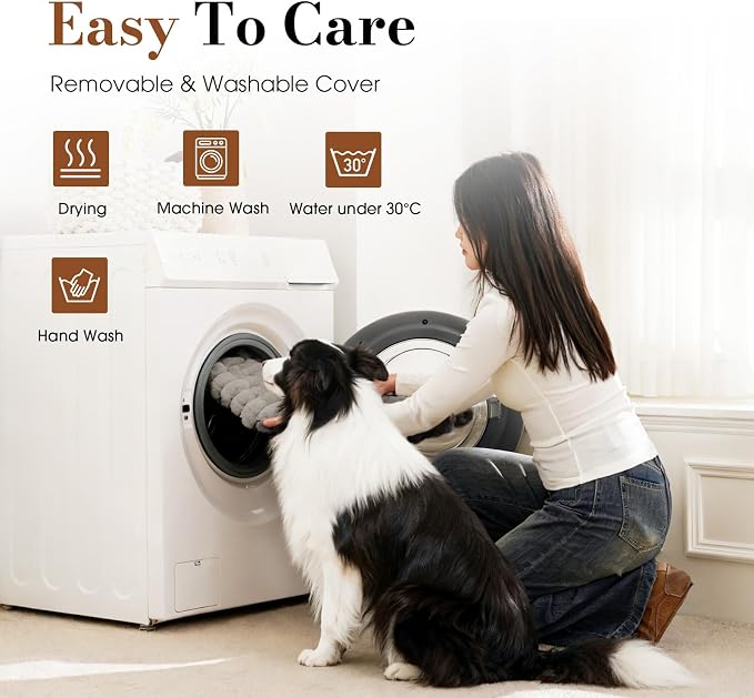 Dog Beds for Large Sized Dog, Orthopedic Pet Bed with Waterproof Lining, Soft Short Plush Surface & Egg Crate Foam, Machine Washable Pet Bed with Removable Cover & Anti Slip Bottom