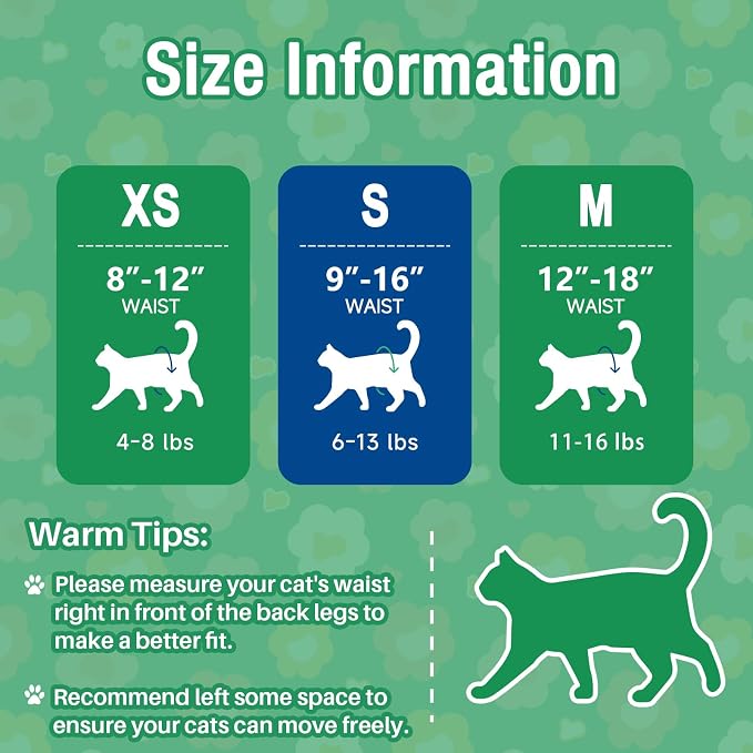 Pet Soft Disposable Cat Diapers - Diaper for Female & Male Cats, Puppy Doggie Diapers for Female Dogs with Adjustable Foam Tail Hole, Medium (24Pcs, GN Flowers)