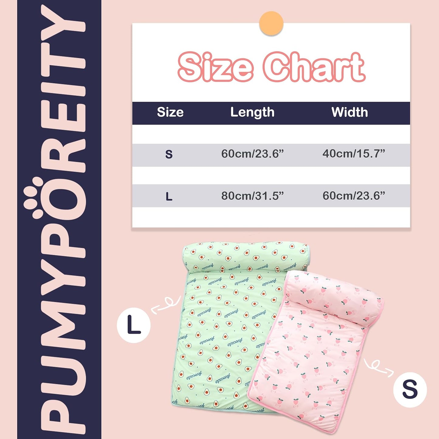 PUMYPOREITY Cooling Dog Mat, Self-Cooling Pad for Dogs & Cats, Blue, Medium, 15.7 x 23.6 x 1.9 inches