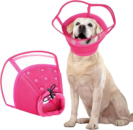Kuoser Large Dog Cone Collar After Surgery, Soft Cone for Dogs to Stop Licking, Breathable Pet Recovery Collar Comfortable Elizabethan Collars, Adjustable Protective Dog Cones for Large Dogs, Rose XL