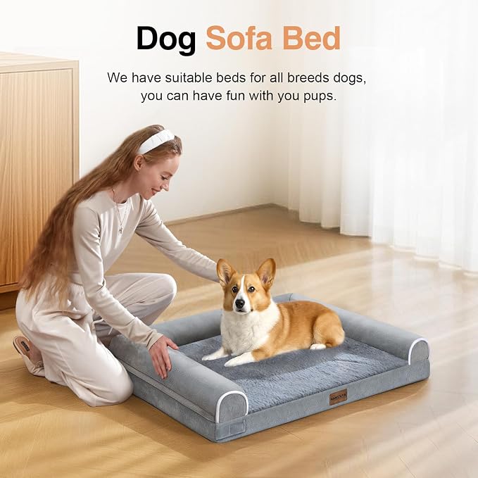 Medium Large Dog Bed Orthopedic Washable: Beds Bolster Medium Large Sized Dog Bed Egg Crate Foam Couch Sofa Waterproof with Removable Cover