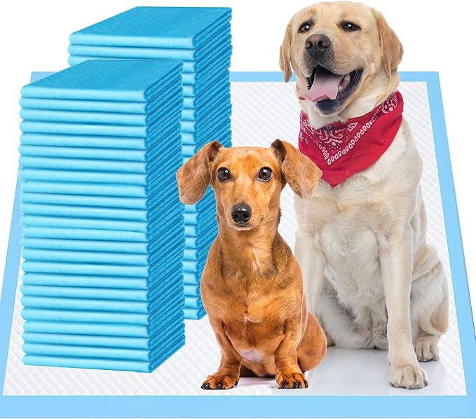 Bulubaky Upgrade Leak-Proof Pet Training and Puppy Pads, 36"x36" 30Counts + 28"x34" 50Counts Pee Pads for Dogs with Thicken Polymer Heavy Absorbency for Cats Dogs Rabbit Parrots