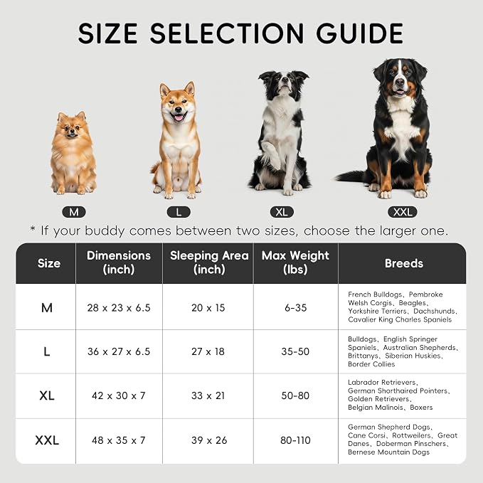 Homemate Dog Bed Large Sized Dog: 42x30 inch Orthopedic Large Dogs Bed XL Outdoor Pet Cat Bed Sofa Supplies with Toy Dogs Crate Pad Couch with Removable Washable Cover & Non-Slip Botton Dark Grey