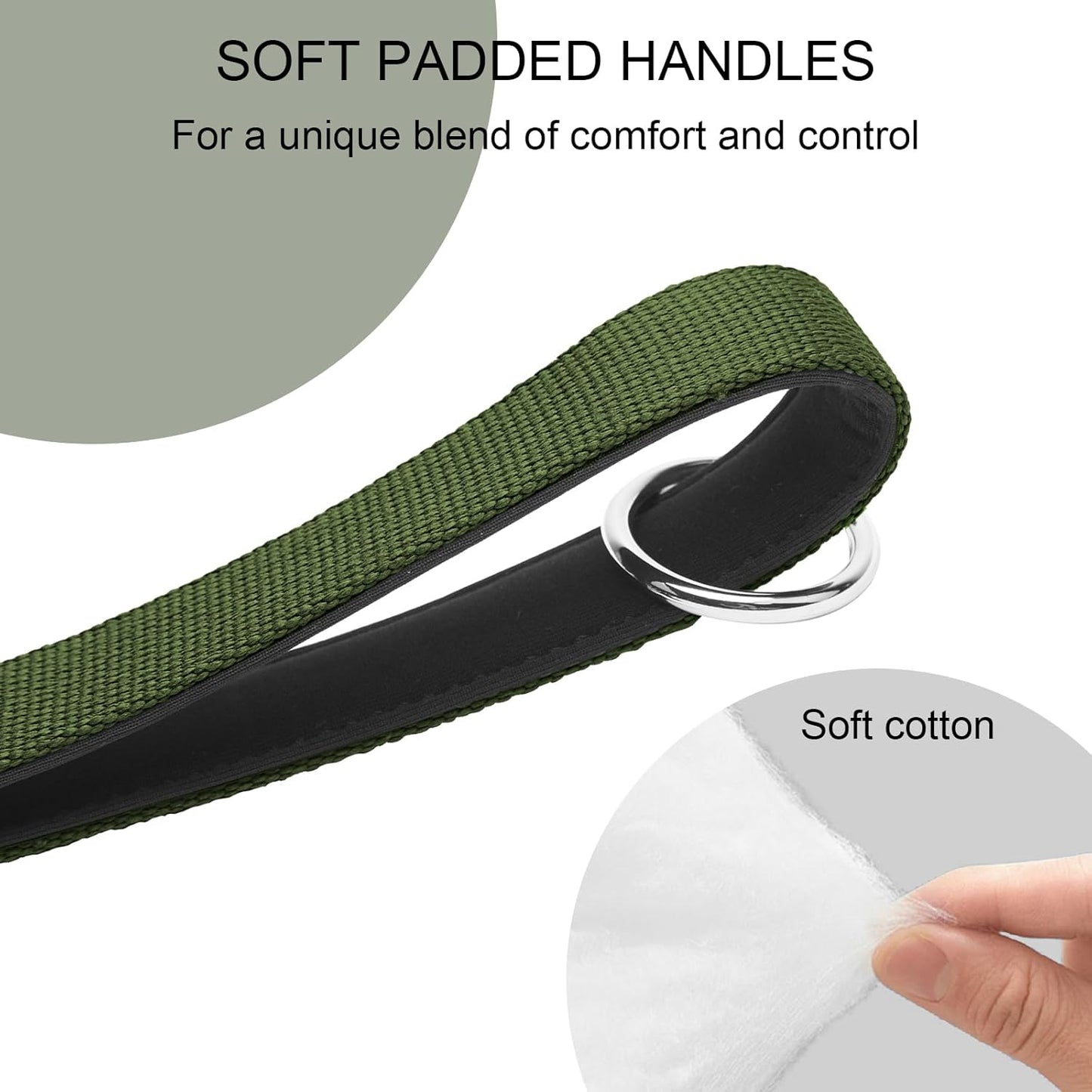 20” Strong Short Leash for Dog, Heavy Duty Bungee Dogs Leash with Padded Handle Car Seatbelt, Dog Training Leashs for Large or Medium Dogs - Can be Used with Other leashes (Army Green)