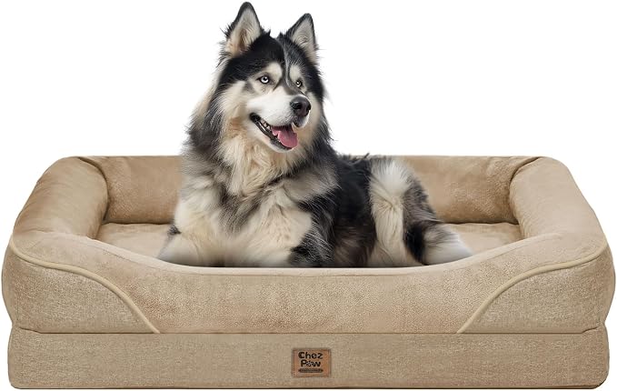 Orthopedic Extra Large Dog Bed - XXL Washable Giant Pet Couch Sofa with Removable Cover Waterproof Bolster for Large Size Dogs, 45x35