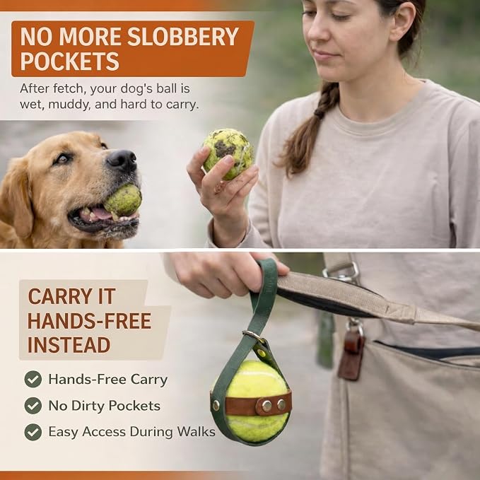 Hands Free Dog Walking Kit - Army Green Magnetic Treat Pouch and Tennis Ball Holder Bundle