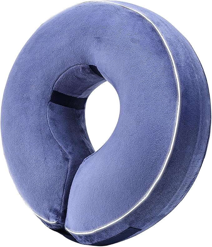 Inflatable Reflective Dog Cone Collar Alternative After Surgery,Doggie Recovery Dount Neck Ecollar,Adjustable Soft Dog Cone Collar for Small Medium Large Dogs (Blue, S)
