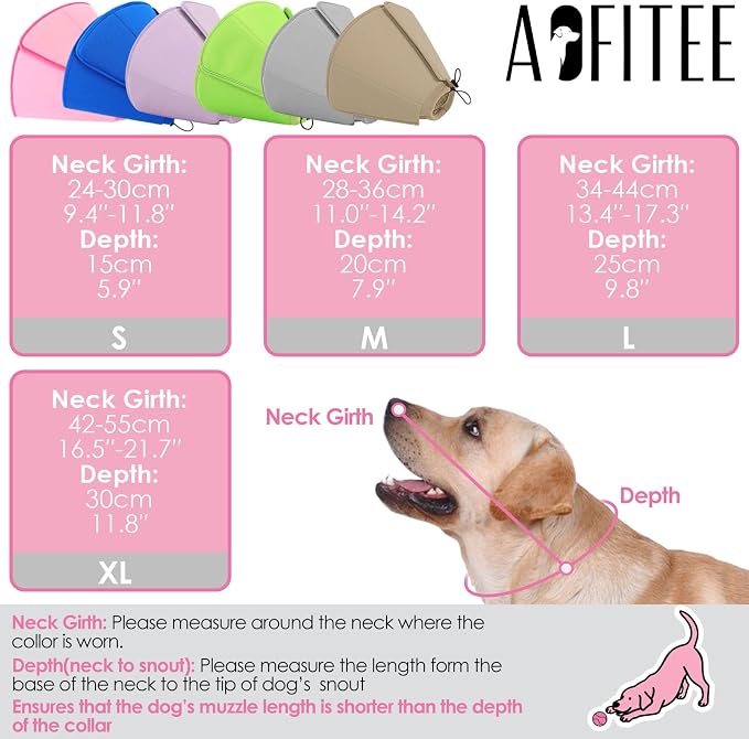 AOFITEE Soft Dog Cone, Adjustable Cones for Dogs After Surgery, Comfy Dog Cone Collar Alternative to Stop Licking, Elizabethan Recovery Collar for Large Dogs(Khaki,Large)