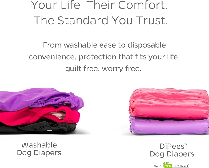 Pet Parents® Washable Dog Diapers (3pack) + Extendrs® of Durable Doggie Diapers, Premium Dog Diapers Female (Small, Luxe)