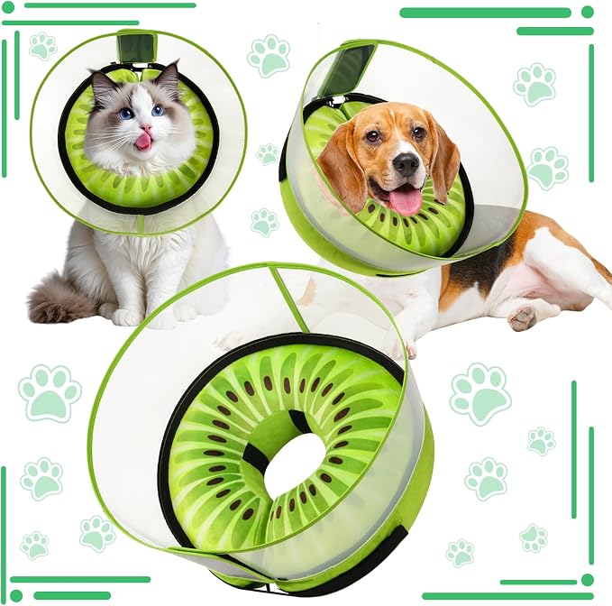Inflatable Dog Cone Collar with Detachable Enhanced Anti-Licking Shield, Soft Neck Donut Collar for Dogs After Surgery, Adjustable Dog Cone Alternative for Large Medium Small Dogs & Cats