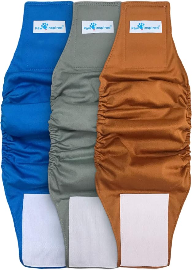 Paw Inspired Reusable, Washable Belly Bands for Male Dogs (X-Small, 3 Count) with Disposable Diaper Liner Inserts (30 Count)