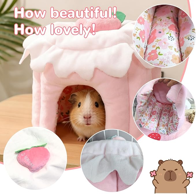 Guinea Pig Hideout, Warm Bunny House, Washable Winter Dwarf Rabbit Bed for Hamster, Chinchilla, Hedgehog,Ferret & Other Small Animals (Medium)