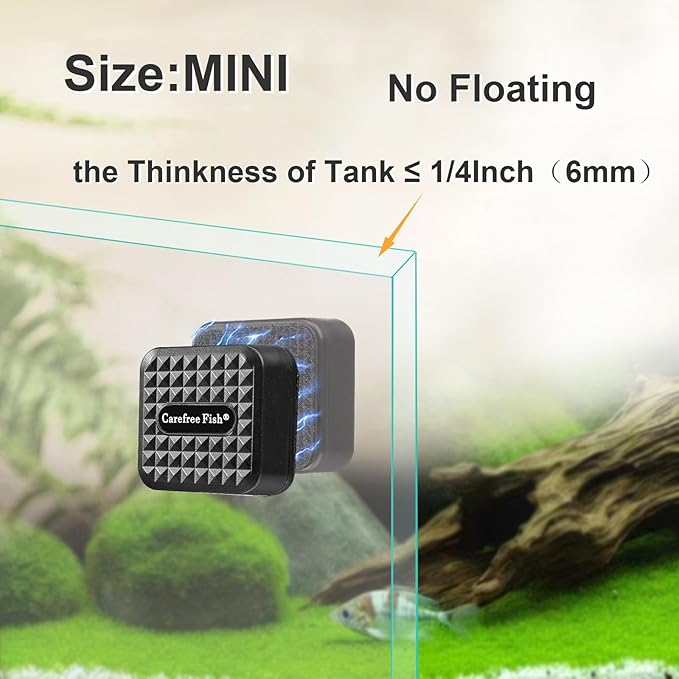 Carefree Fish Aquarium Super Strong Mini Magnetic Cleaner for Glass Fish Tank Tiny Algae Brush Not Floating