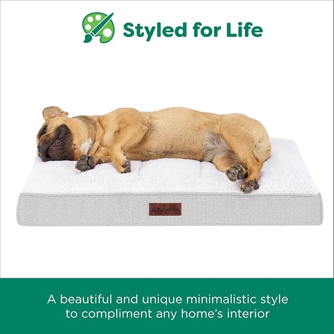 Furhaven Orthopedic Dog Bed – Classic Cushion with Plush Tufted Top, Supportive Foam Mattress, Removable Washable Cover, Joint Relief - Gray, Medium