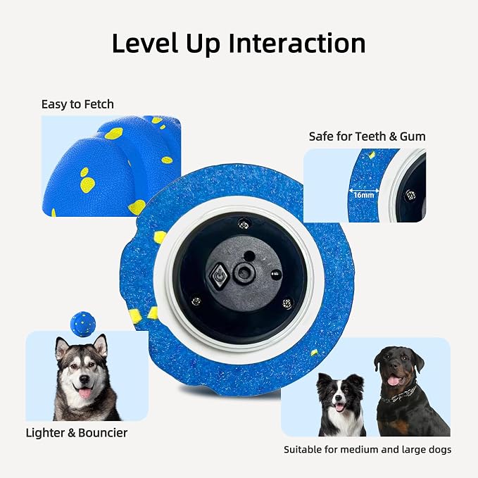 Interactive Dog Toys Dog Ball for Aggressive Chewers, Dog Chew Toys, Dog Enrichment Toys, Automatic Moving, Bouncing, Rotating, Type-C Rechargeable, Large, Medium, and Small Dogs