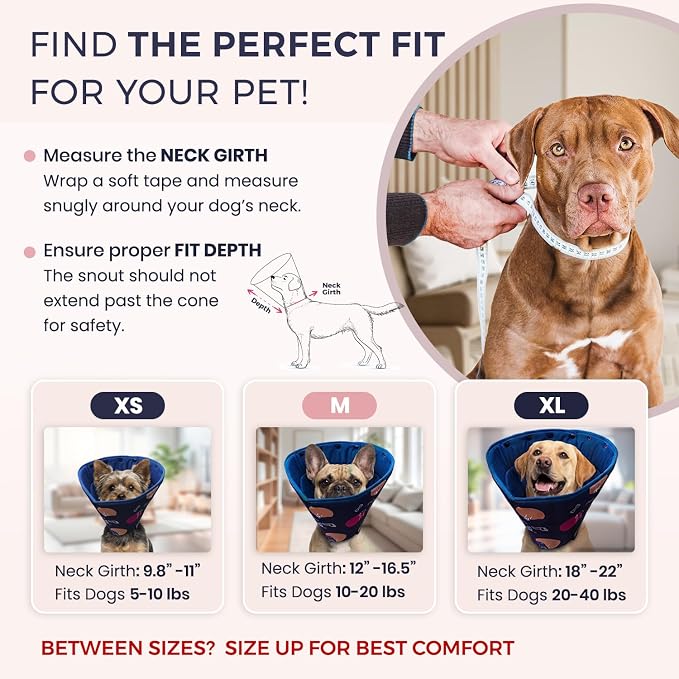 Dog Cone Collar for Dogs After Surgery – Soft Adjustable Recovery Cone to Stop Licking & Scratching – Comfortable E Collar Alternative for Wound Care, Neuter & Spay Recovery -Fits S, M, L Dogs