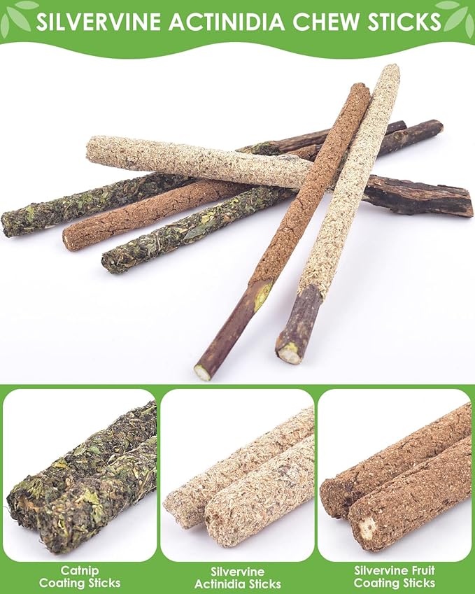 TINDTOP Silvervine Chew Sticks for Cats, 12 Pack Natural Catnip Chew Toys for Kittens Teeth Cleaning, Matatabi Dental Care, Increase Appetite, Calm Cat Anxiety and Stress, Cat Dental Toy | for Kittens Teeth Cleaning, Matatabi Dental Care, Increase Appe...