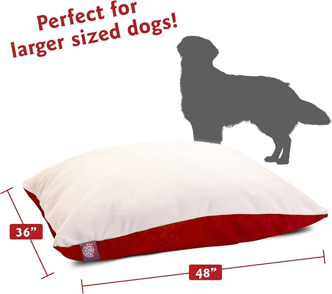 Majestic Pet Rectangle Large Dog Bed Washable – Removable Slipcover Pet Bed – Dog Crate Bed Super Value Pillow Dog Bed – Dog Kennel Bed for Sleeping - Dog Bed Large Breed 36 x 48 Inch – Red