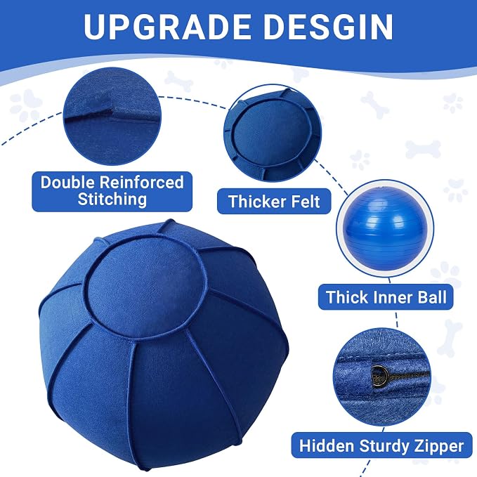 Dog Toy Ball for Dogs, Interactive Dog Training Toy for Medium Large Breeds Outdoor Play, Collies Exercise Agility (Blue,L)