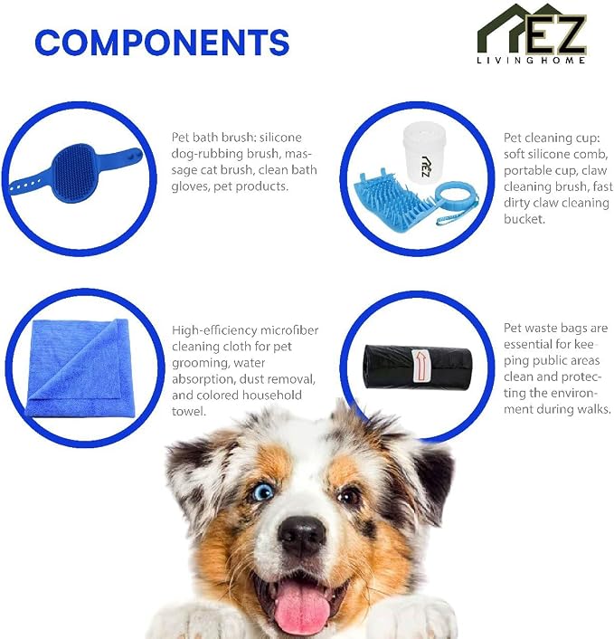 Portable Dog Water Bottle Set – Travel Water & Food Dispenser with Waste Bag Holder & Scooper – Foldable Dog Bowl for Outdoor Adventures – LIVINGHOME