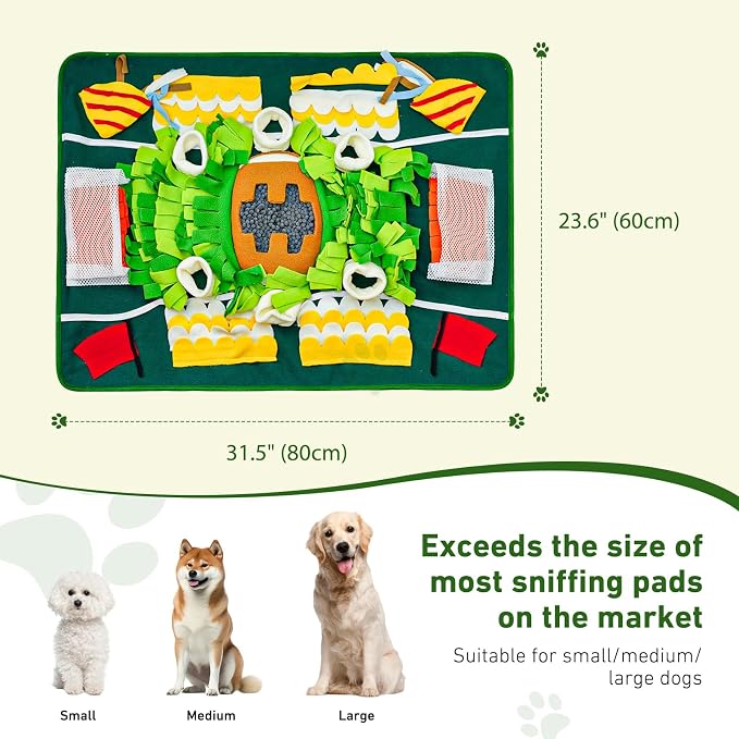 Snuffle Mat for Dogs Large Breed, 24''x32'' Interactive Dog Puzzle Mat for Boredom, Slow Feeder Dog Treat Mat for Training and Stress Relief, Mental Stimulation & Slow Feeding Game for All Breeds
