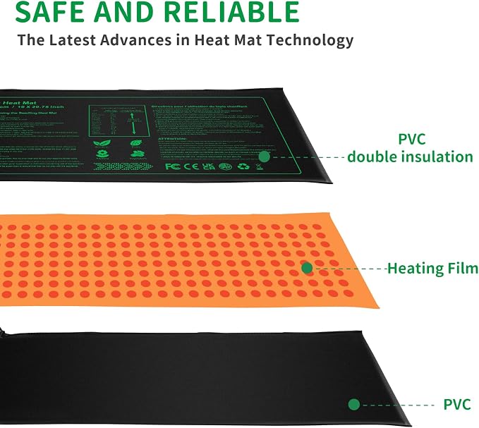 NAMOTEK Seedling Heat Mat, 10" x 20.75" Waterproof Plant Heating Mat, Warm Hydroponic Heating Pad for Indoor Home Gardening Seed Starter,Germination, Greenhouse