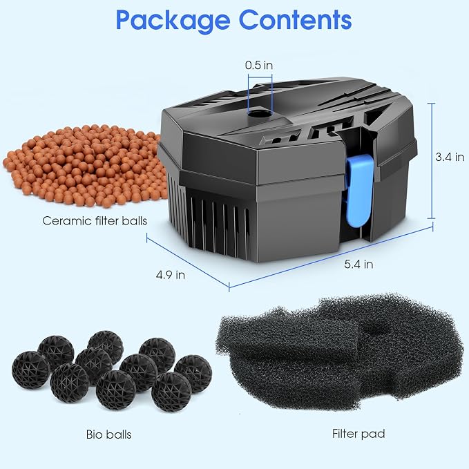 Antfraer Small Pond Filter Box - Pond Filter with Bio-Balls & Ceramic Rings, Submersible/Fountain Pump Compatible for Koi Ponds, Garden Fountains & Aquariums (No Built-in Pump)