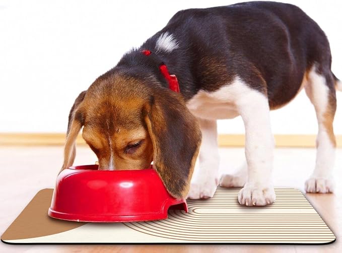 Dog Food Mats,Cat Absorbent Water Bowl Feeding Mats Pet Placemats for Food and Water Beige Bohemia 17 * 30 inch