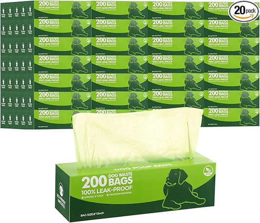 Sherr 20 Boxed Rolls 4000 Counts Dog Poop Bags Bulk Leak Proof Dog Waste Bags Universal Pet Doggy Waste Poop Box for Puppy Pets Outdoor Walking and Travel, 20 Rolls of 200(Green)