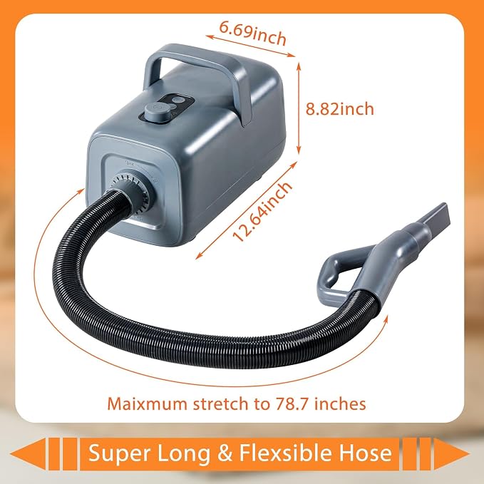 FansaFurn Professional 1550W High-Velocity Pet/Dog Grooming Dryer Blower - Adjustable Speed & Temperature with Heater & 4 Nozzle Attachments (Grey)