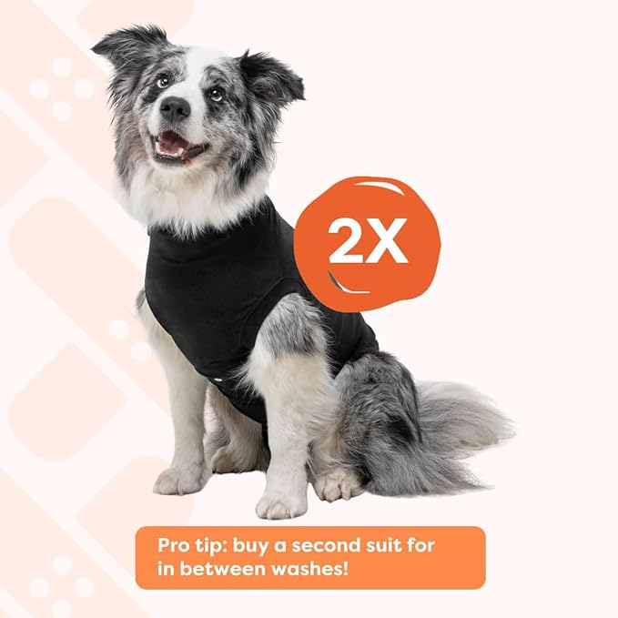 Suitical Recovery Suit for Dogs - Dog Surgery Recovery Suit with Clip-Up System - Breathable Fabric for Spay, Neuter, Skin Conditions, Incontinence - 13.0-16.5 Inches Neck to Tail - XXS, Black