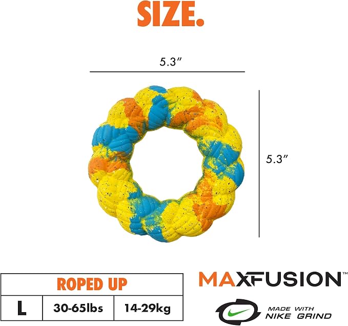 Max Fusion with Nike Grind, Arlee Roped Dog Toy, Chew Toy for Play, Fetch, Tug, L
