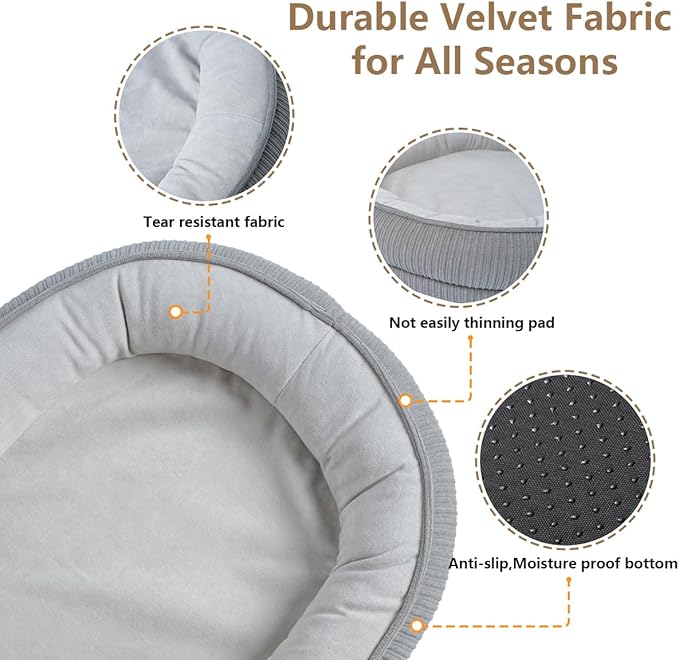 Washable Pet Dog Bed Large Sized Dog,Memory Foam Extra Large Calming Dog Cots Beds for Large Breed Dogs Crate Furniture,XL Dog Bed XXL Indoor Crate Mat with Detachable Bottom and Bolster Cushion